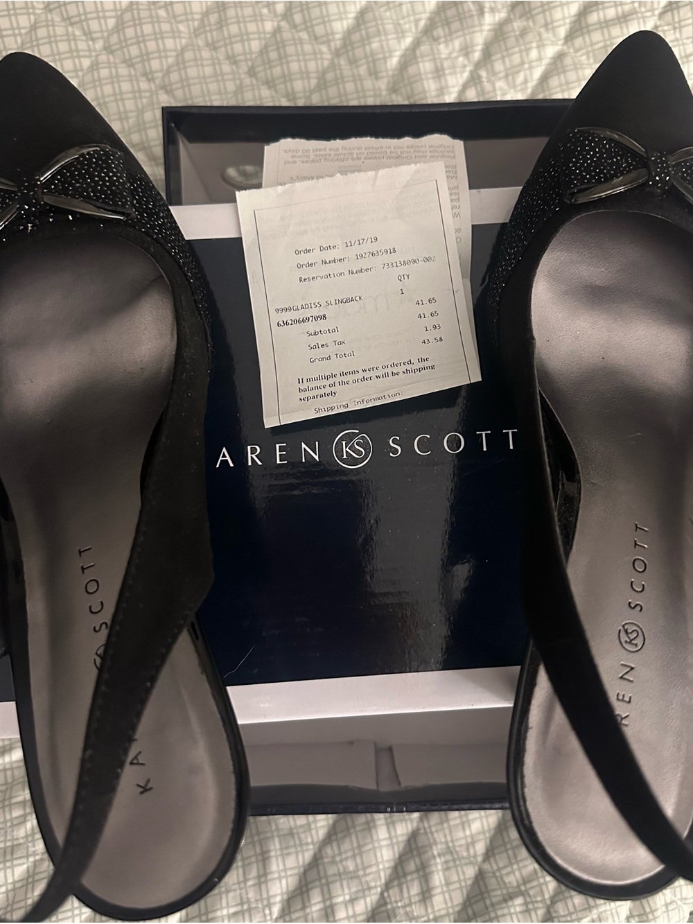 Karen Scott Black Rhinestone Bow Slingback Heels